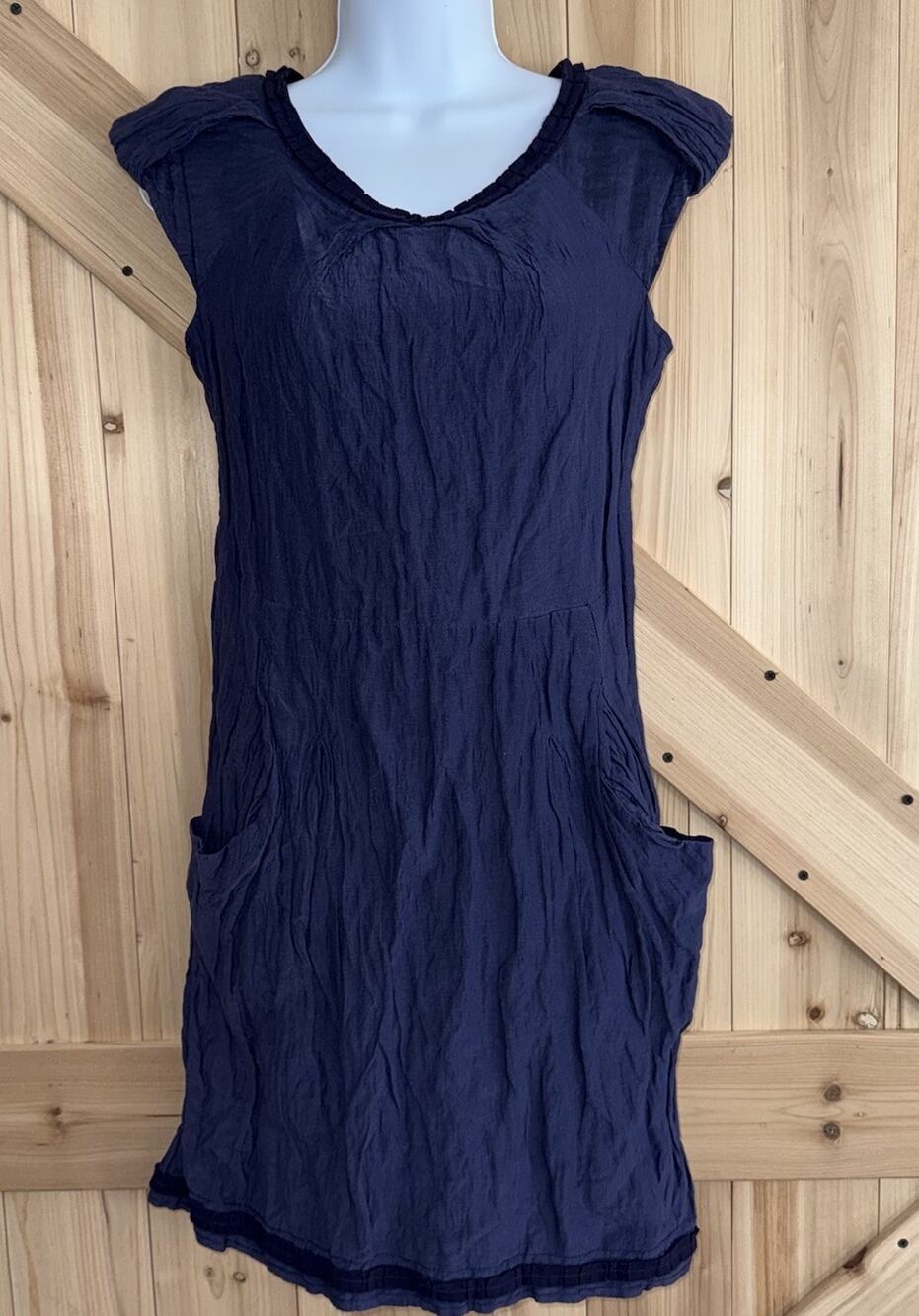 Calypso St Barth Silk Dupioni Blue Cap Sleeve Crinkle Mini Dress *No Sz Tag Sz S